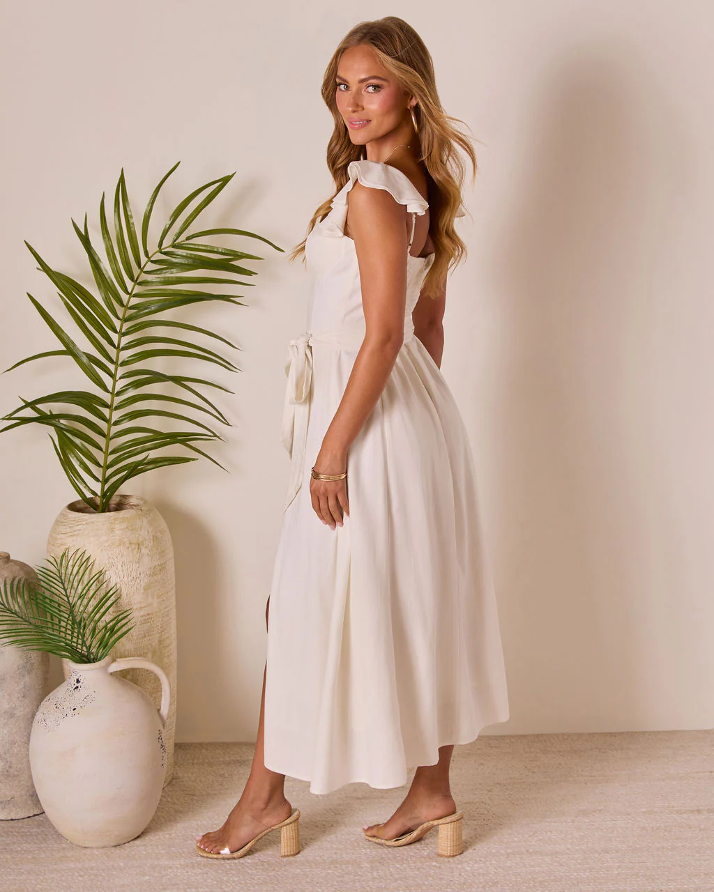 Perfect Date Cotton Tie Waist Midi Dress - Image 4