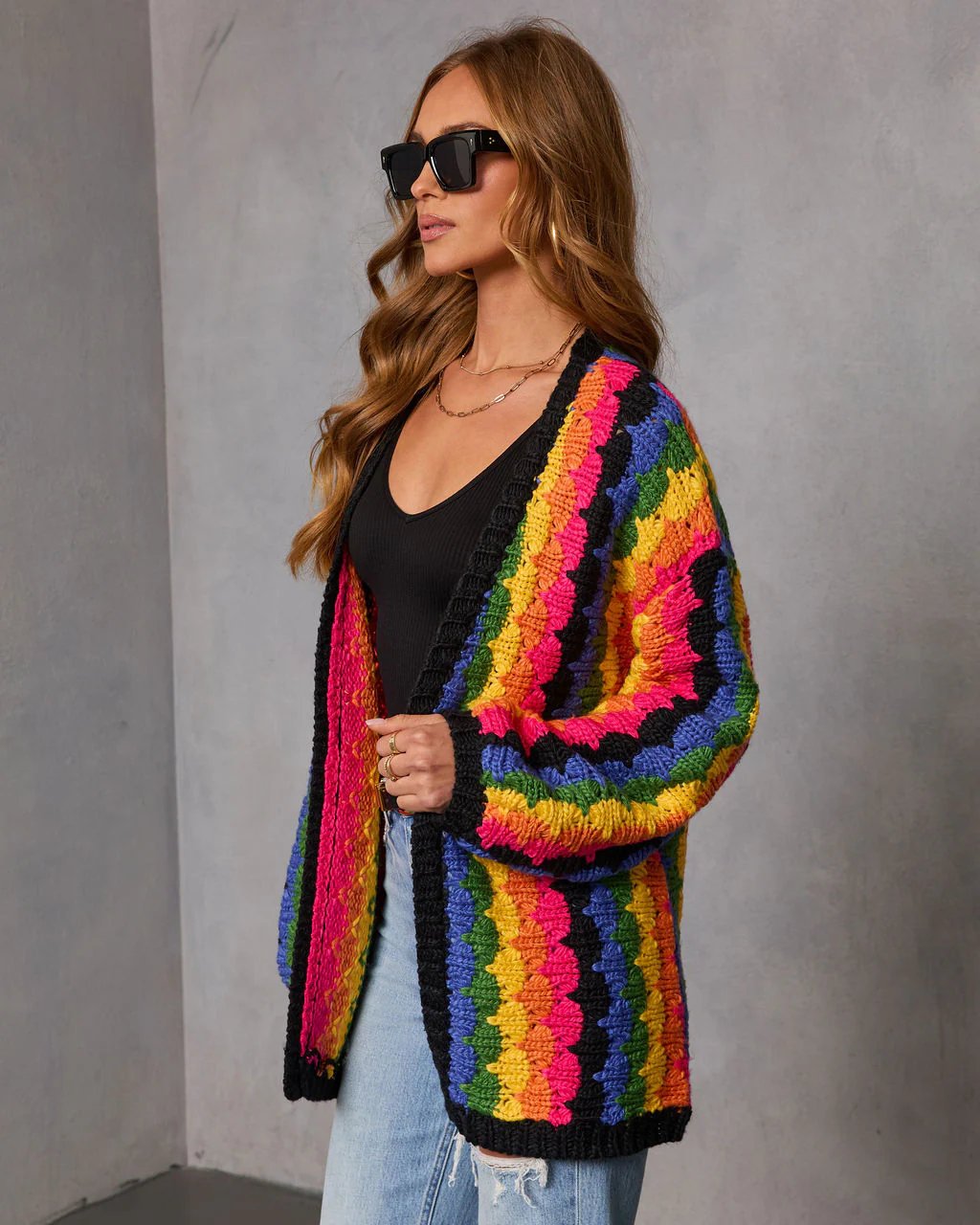 Creative Break Knit Muti Color Cardigan - Image 3