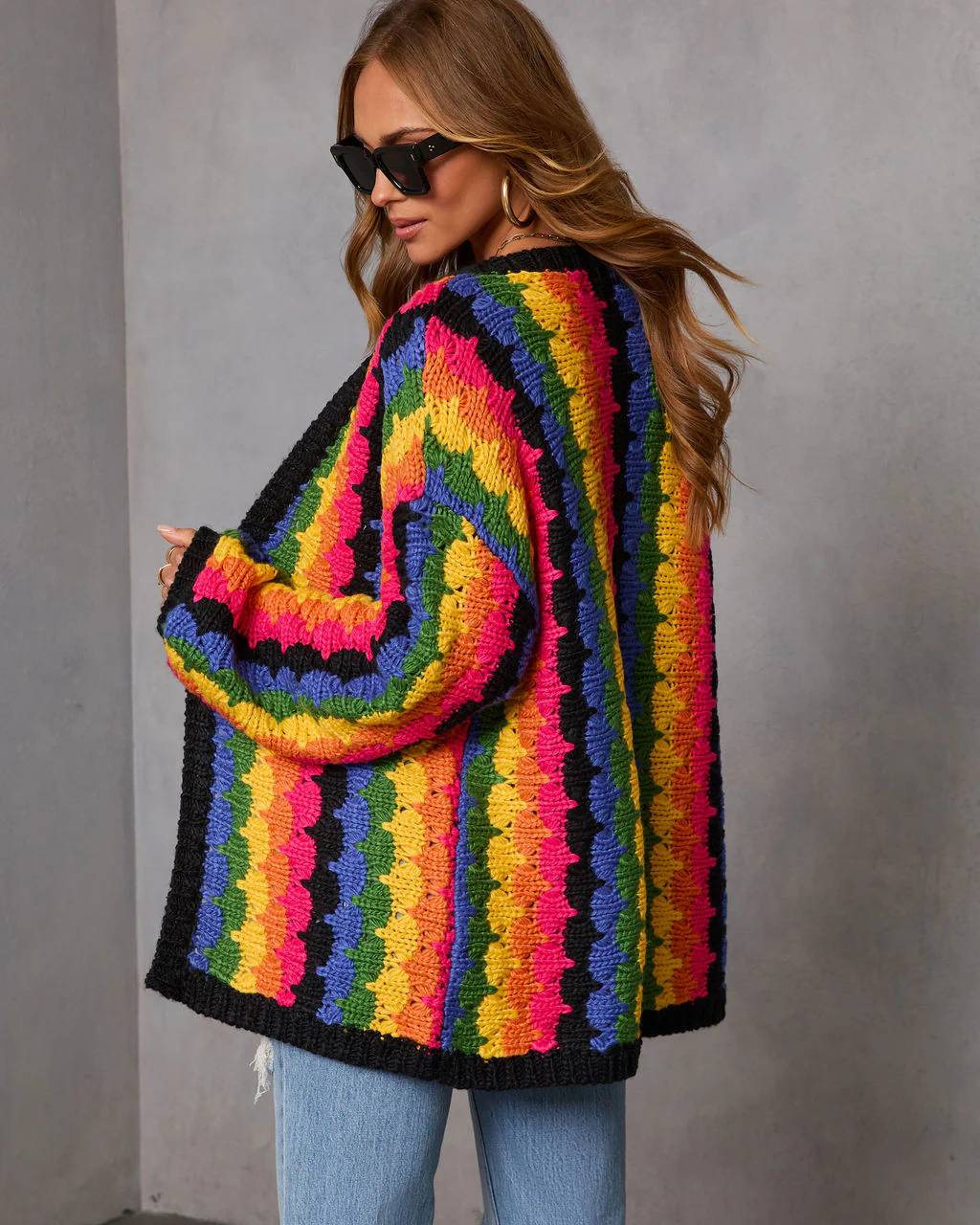 Creative Break Knit Muti Color Cardigan - Image 4