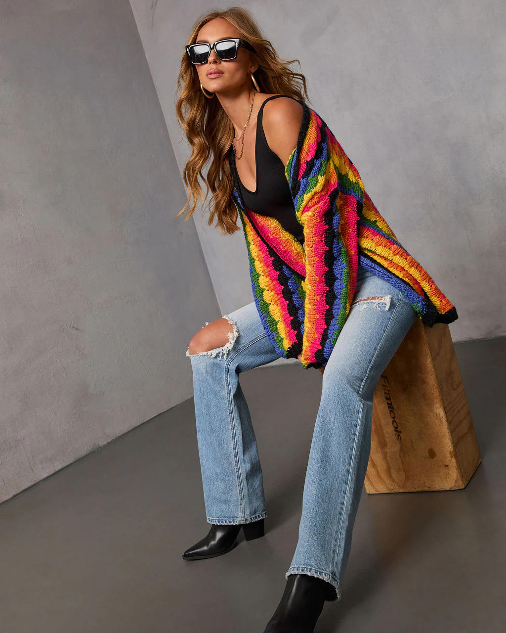 Creative Break Knit Muti Color Cardigan - Image 5
