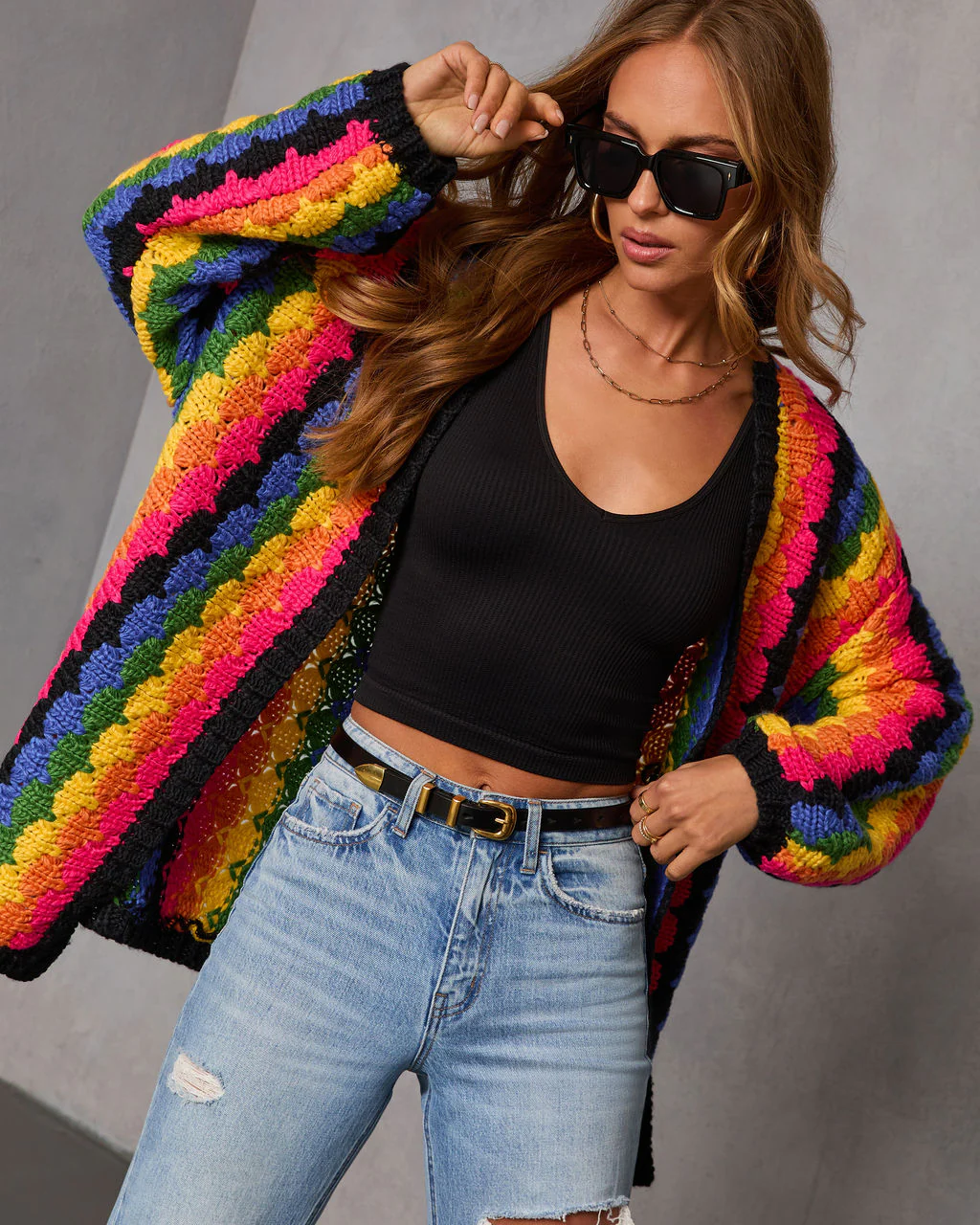 Creative Break Knit Muti Color Cardigan - Image 6
