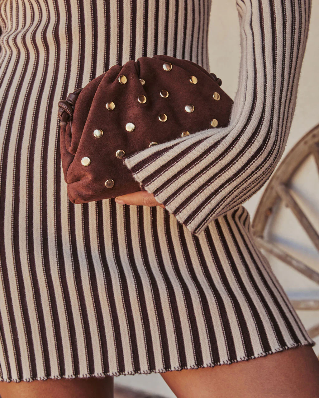 Crisetta Suede Studded Crossbody Bag - Image 4