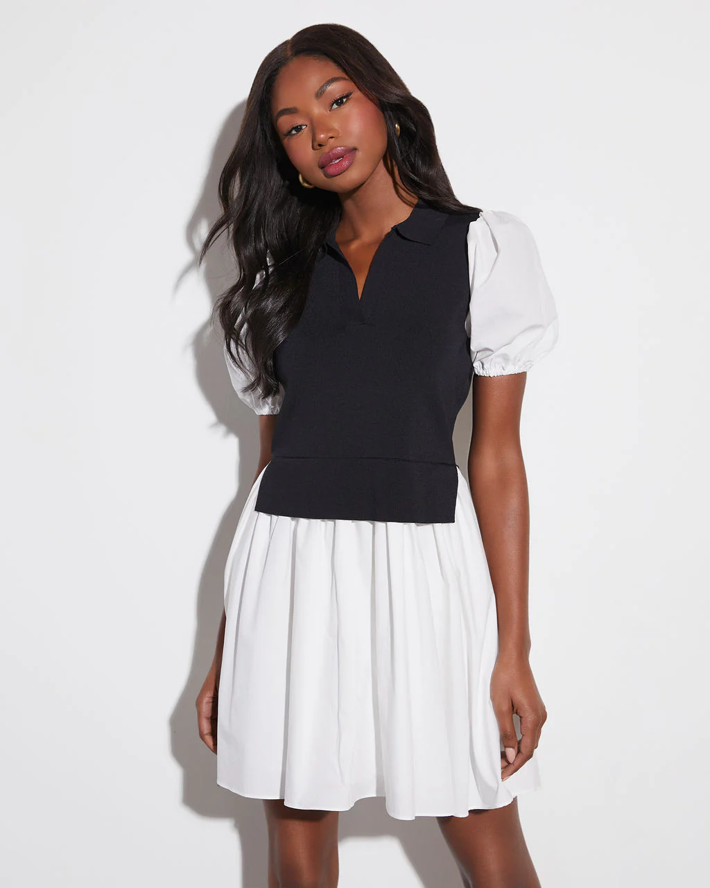 Crista Colorblock Puff Sleeve Mini Dress - Image 4