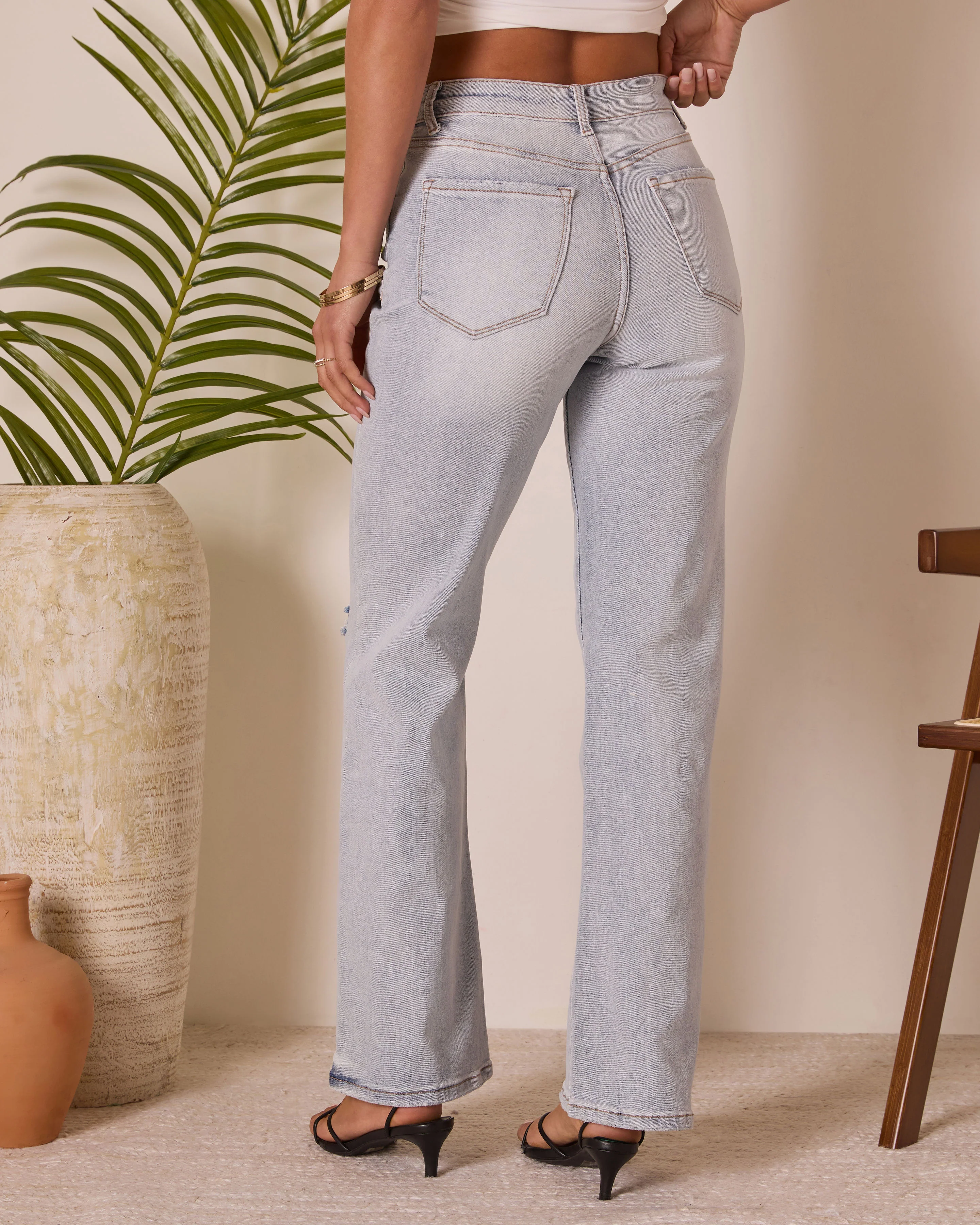 Crystal Super Stretch Distressed Relaxed Denim - Image 4