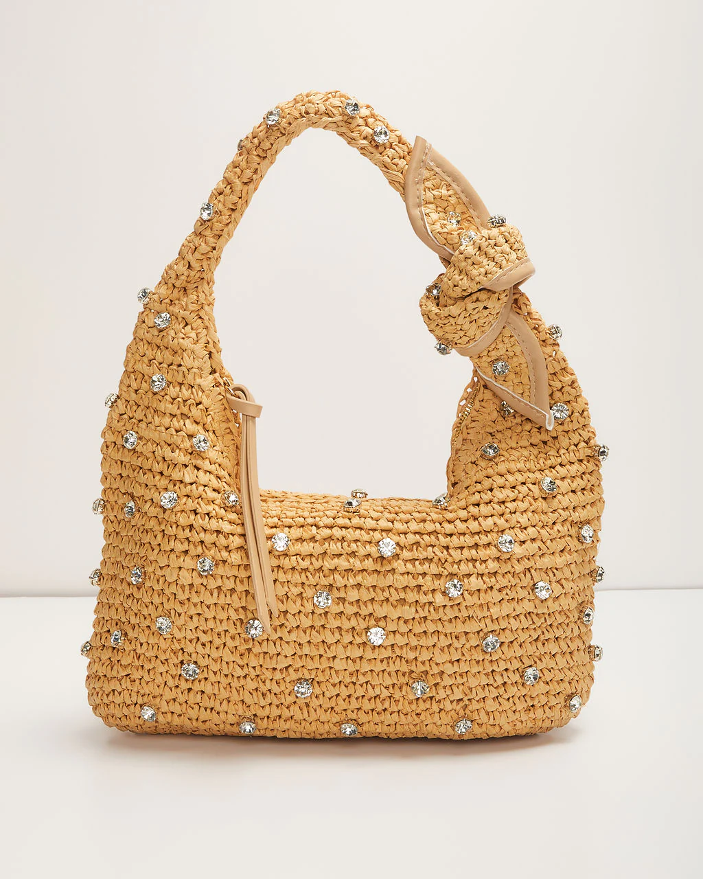 Crystal Cove Rhinestone Embellished Raffia Satchel - Image 2