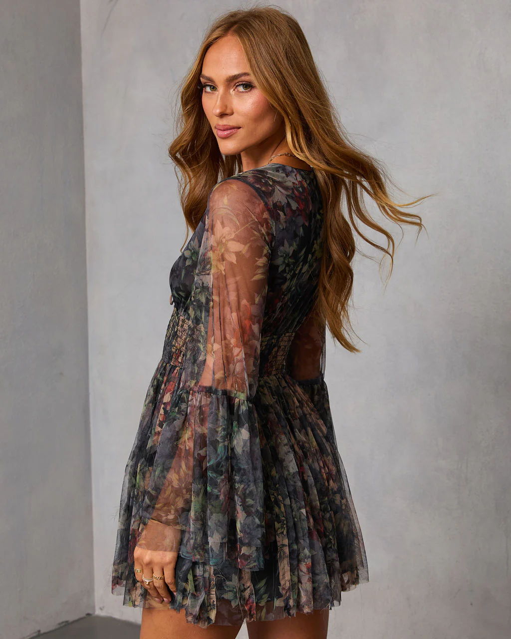Dahliah Printed Fit And Flare Mini Dress - Image 4