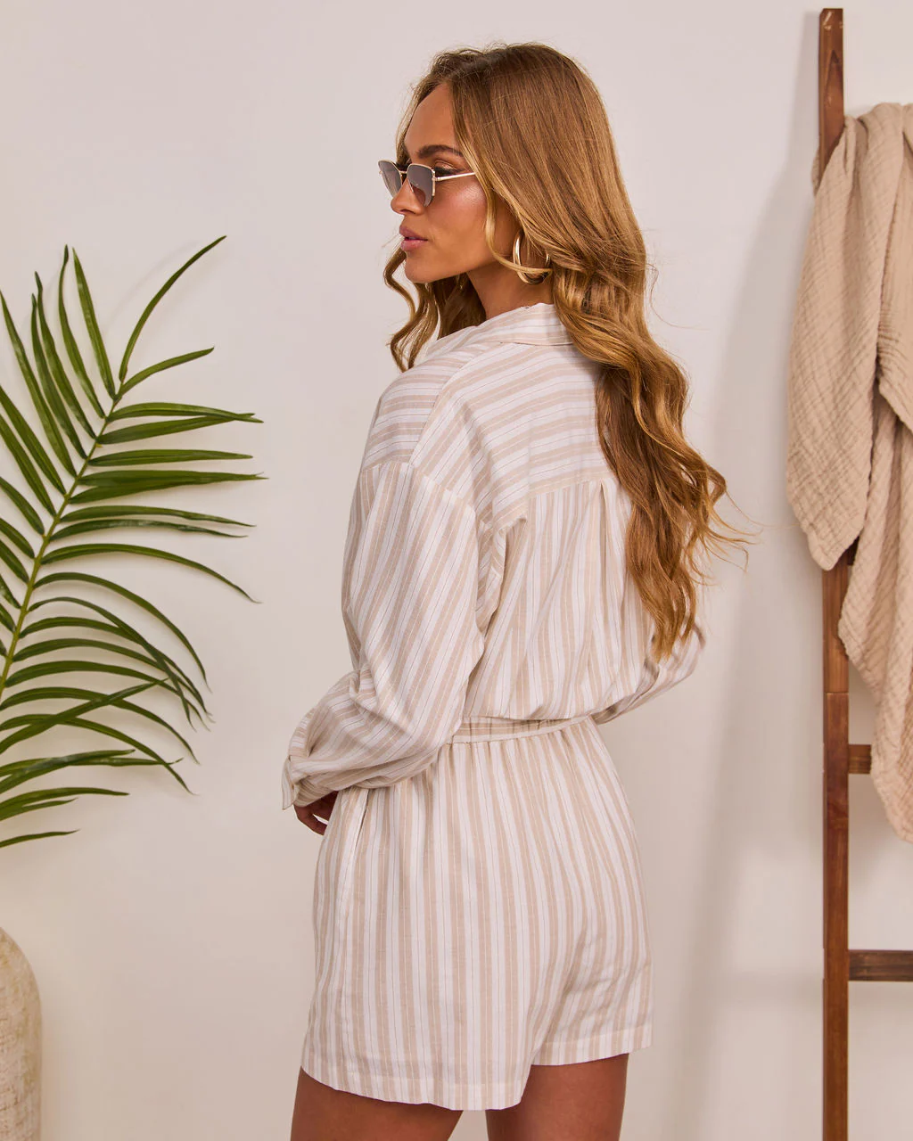 Dahlienne Striped Drawstring Romper - Image 4
