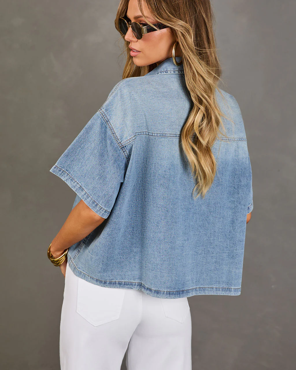 Daily Darling Denim Button Down Top - Image 4