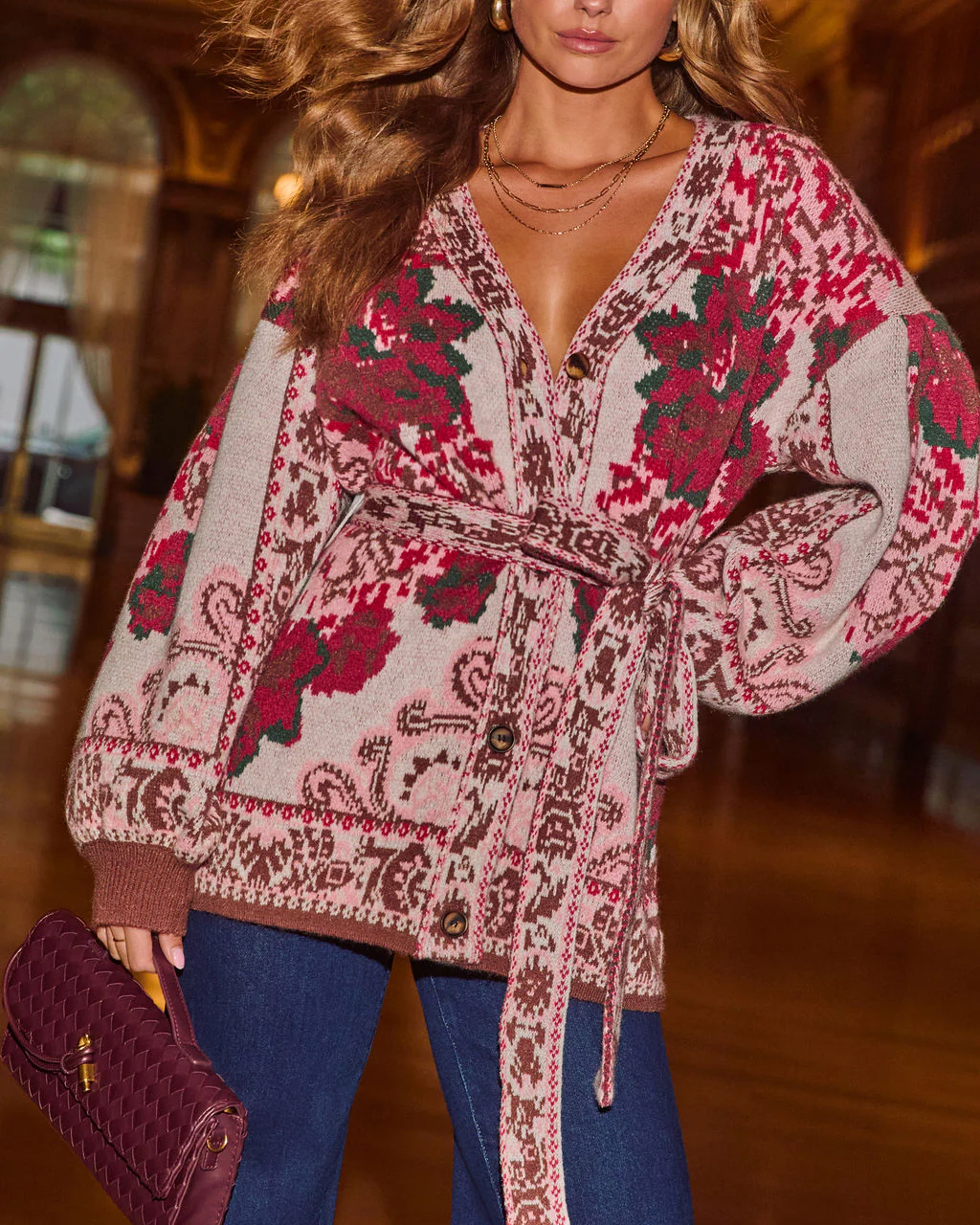 Daisy Days Floral Waist Tie Cardigan - Image 17
