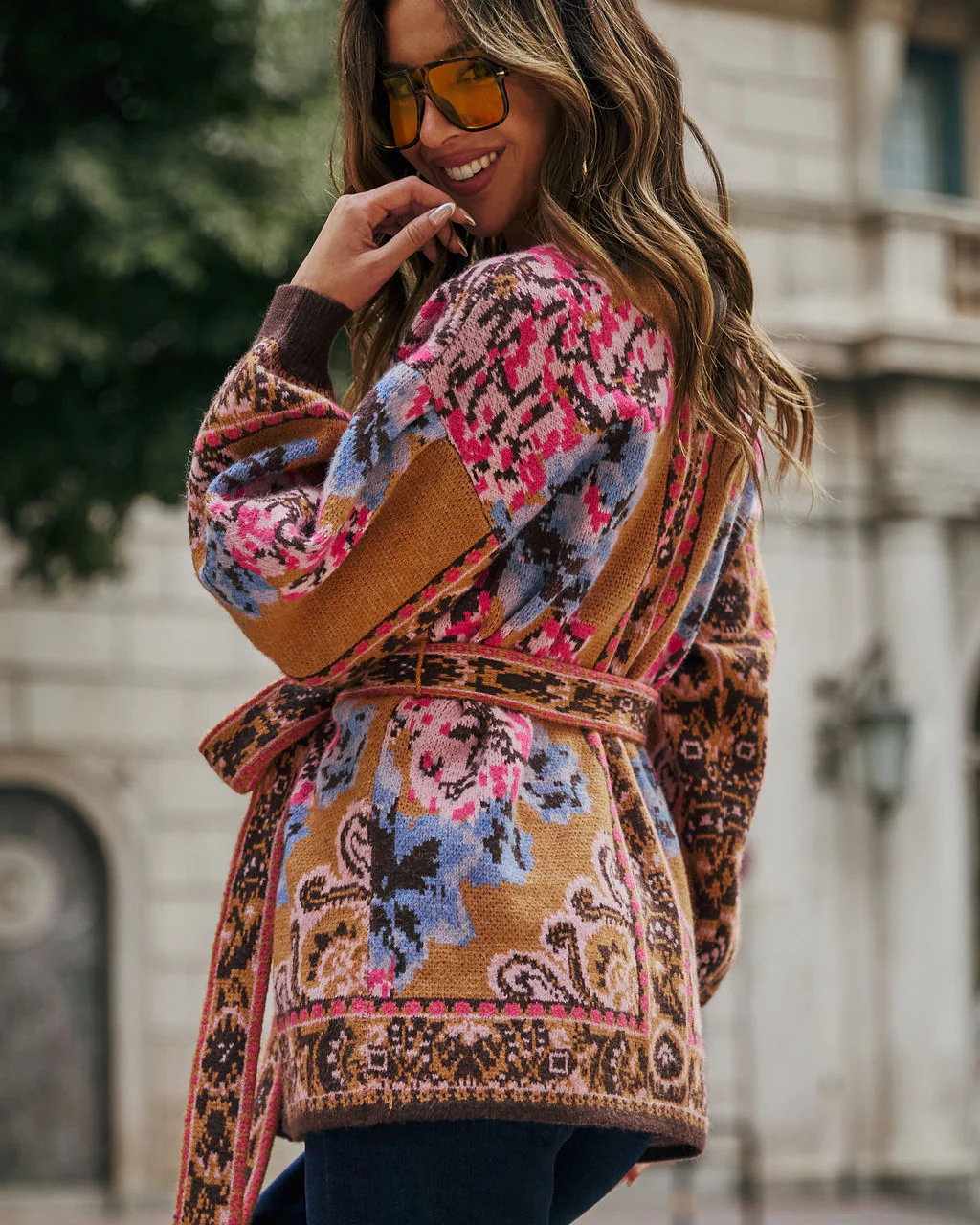 Daisy Days Floral Waist Tie Cardigan - Image 4