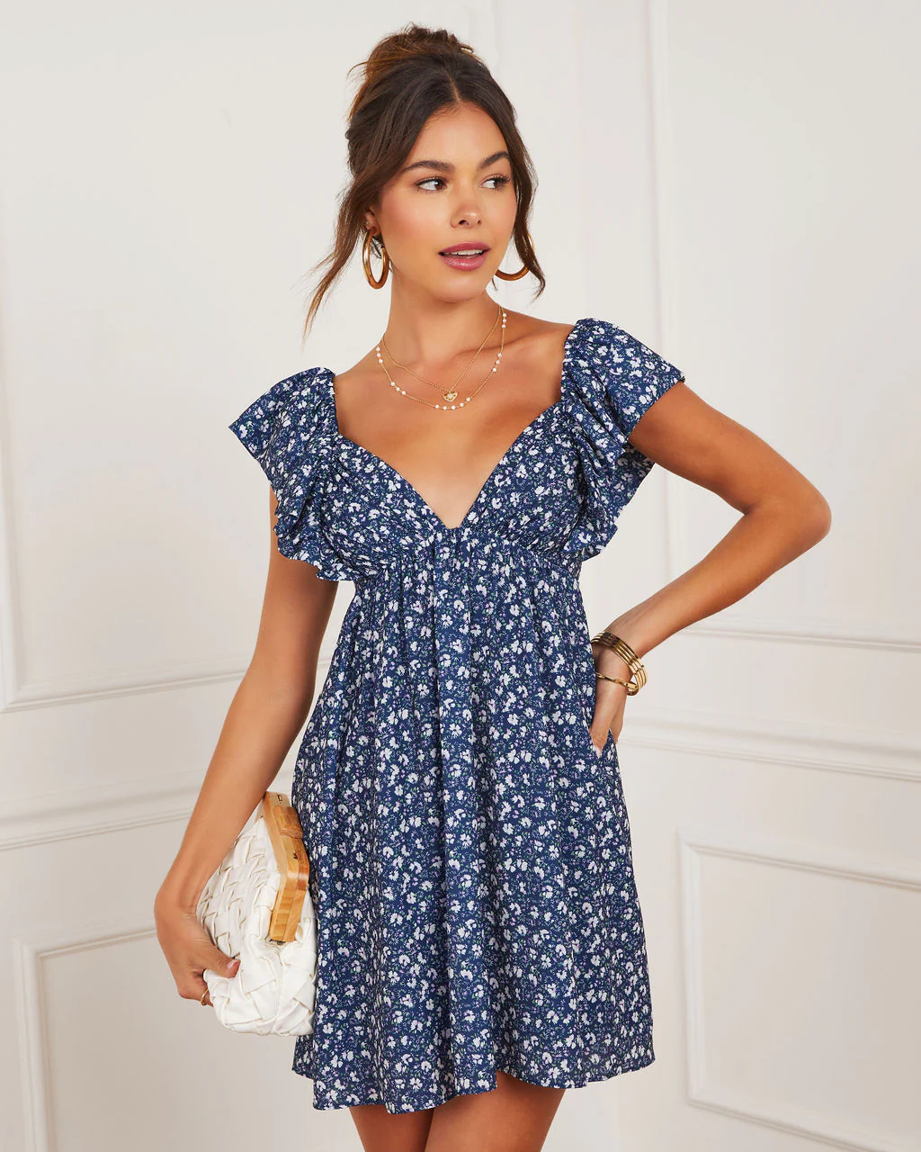 Daniela Gingham Babydoll Mini Dress - Image 12