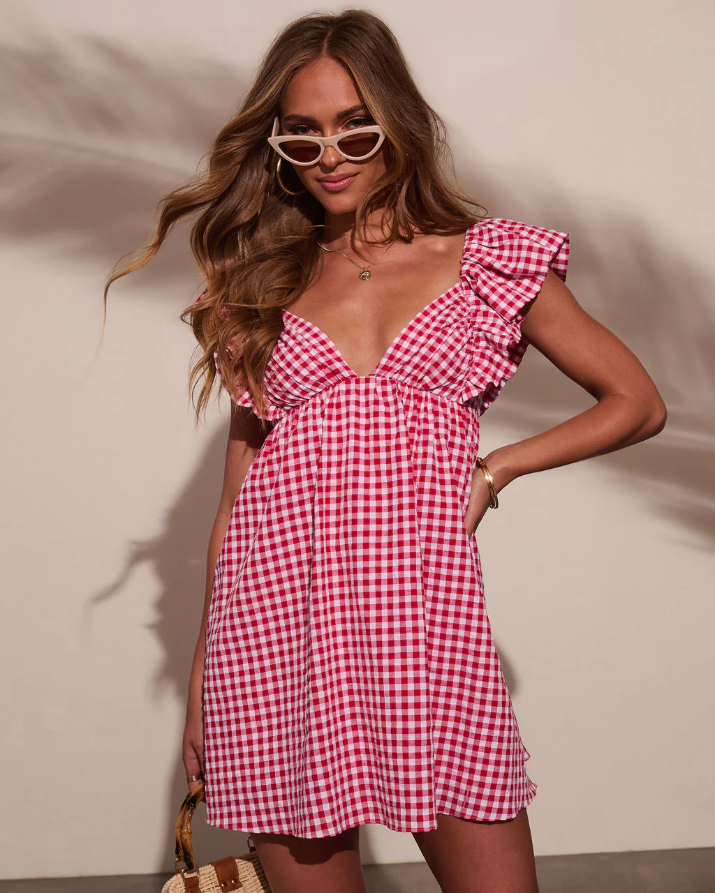 Daniela Gingham Babydoll Mini Dress - Image 5