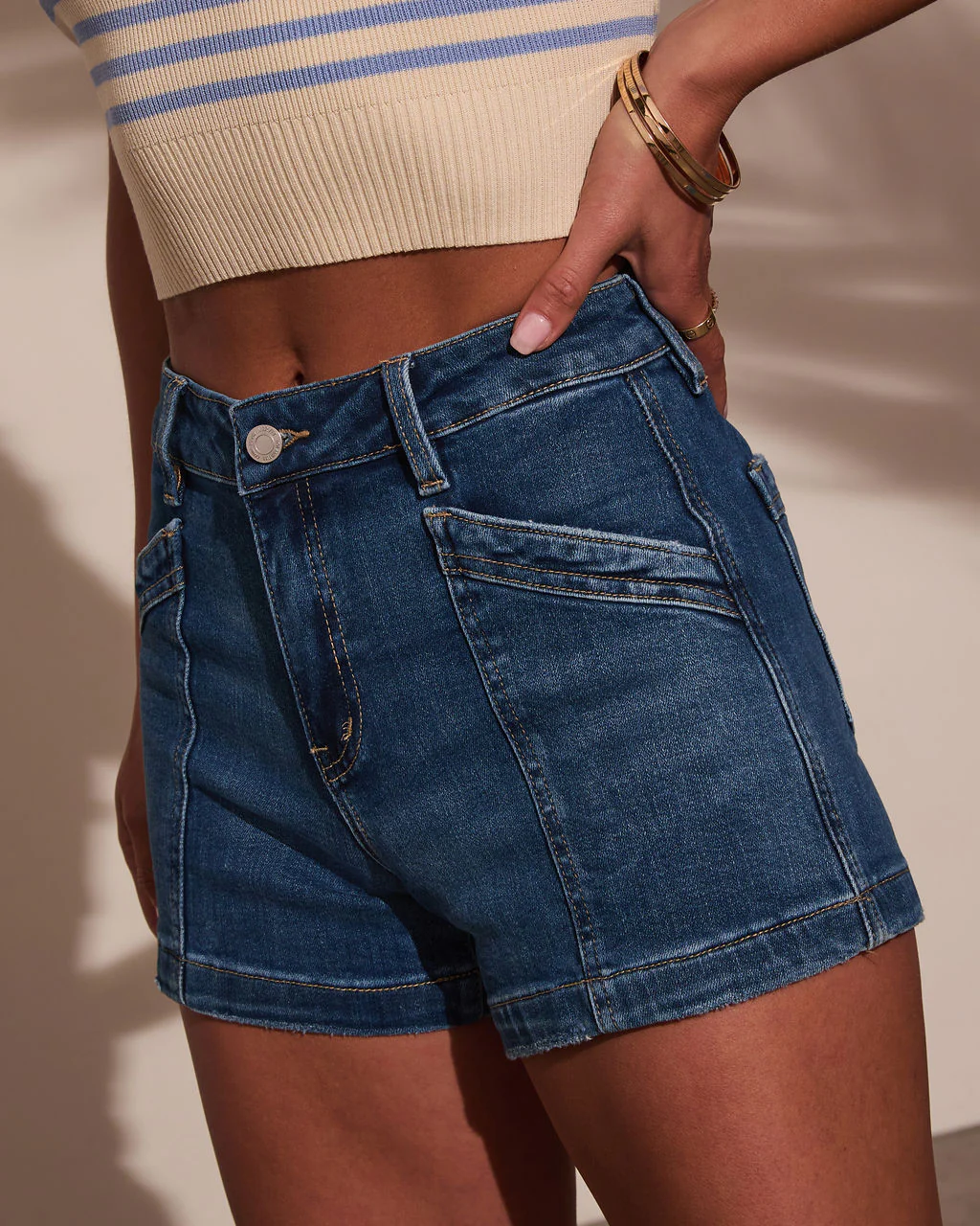 Darah Front Pocket Denim Shorts - Image 3