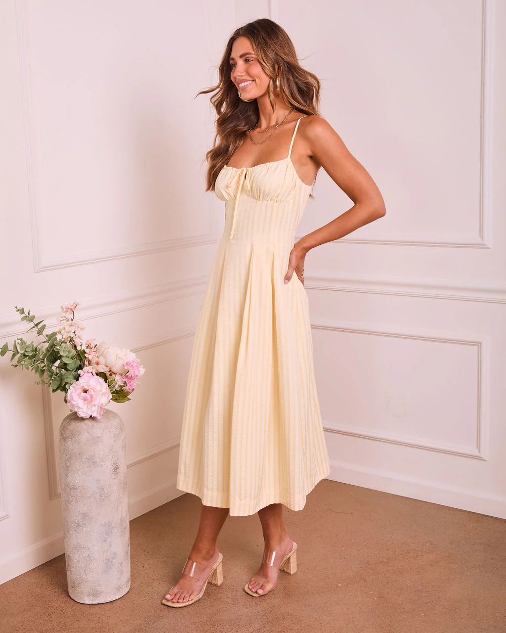 Darcelle Striped Godet Midi Dress - Image 3