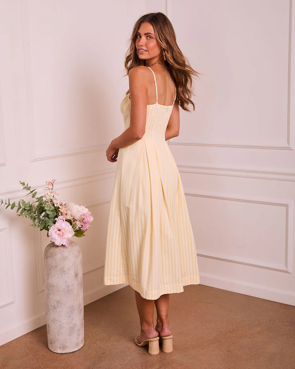 Darcelle Striped Godet Midi Dress - Image 4