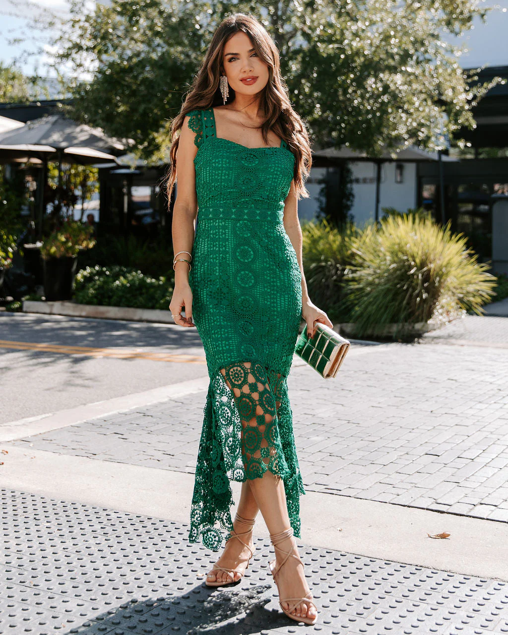 Dare To Be You Crochet Lace Ruffle Midi Dress - Image 6
