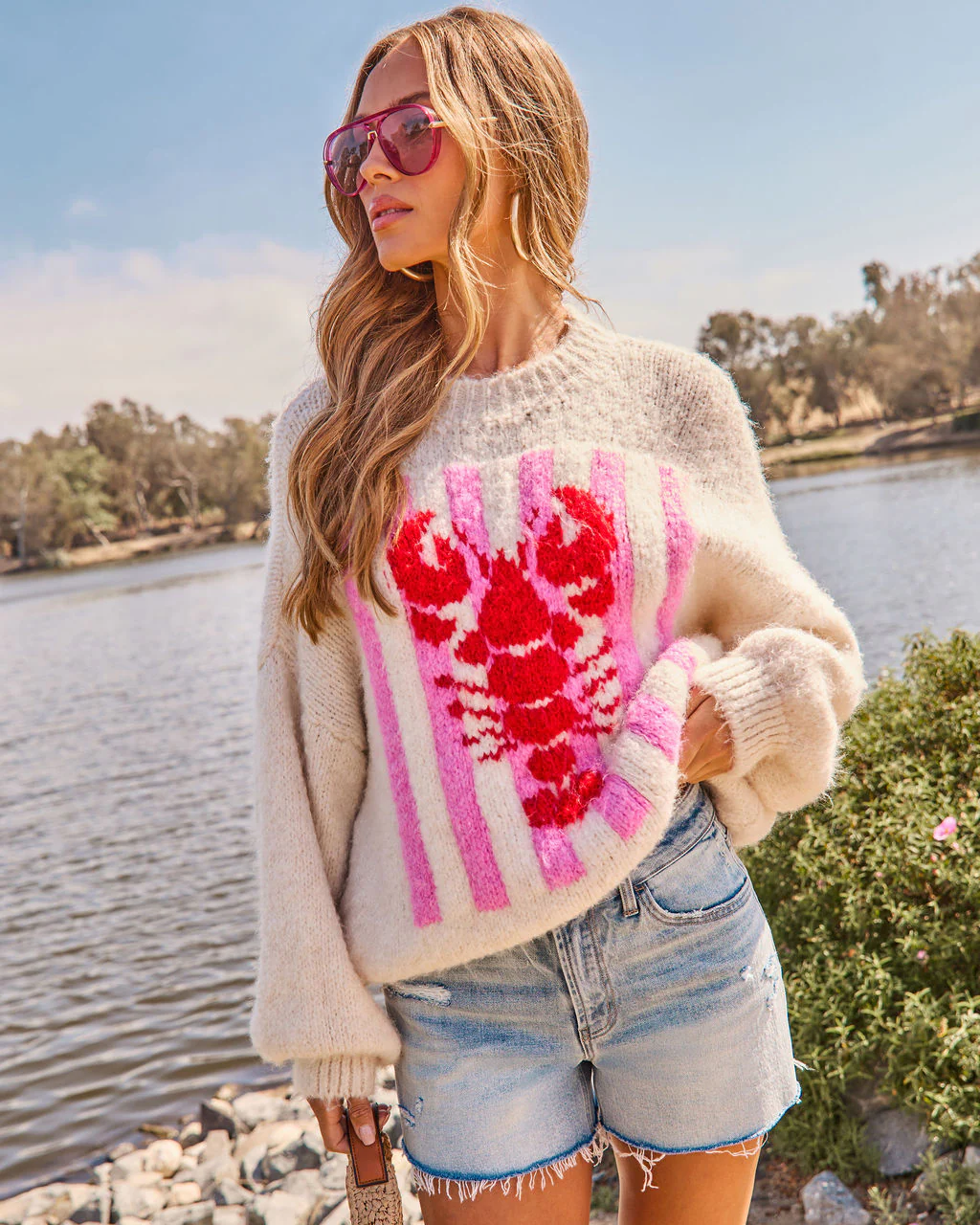 Darling Tide Striped Lobster Print Sweater - Image 3
