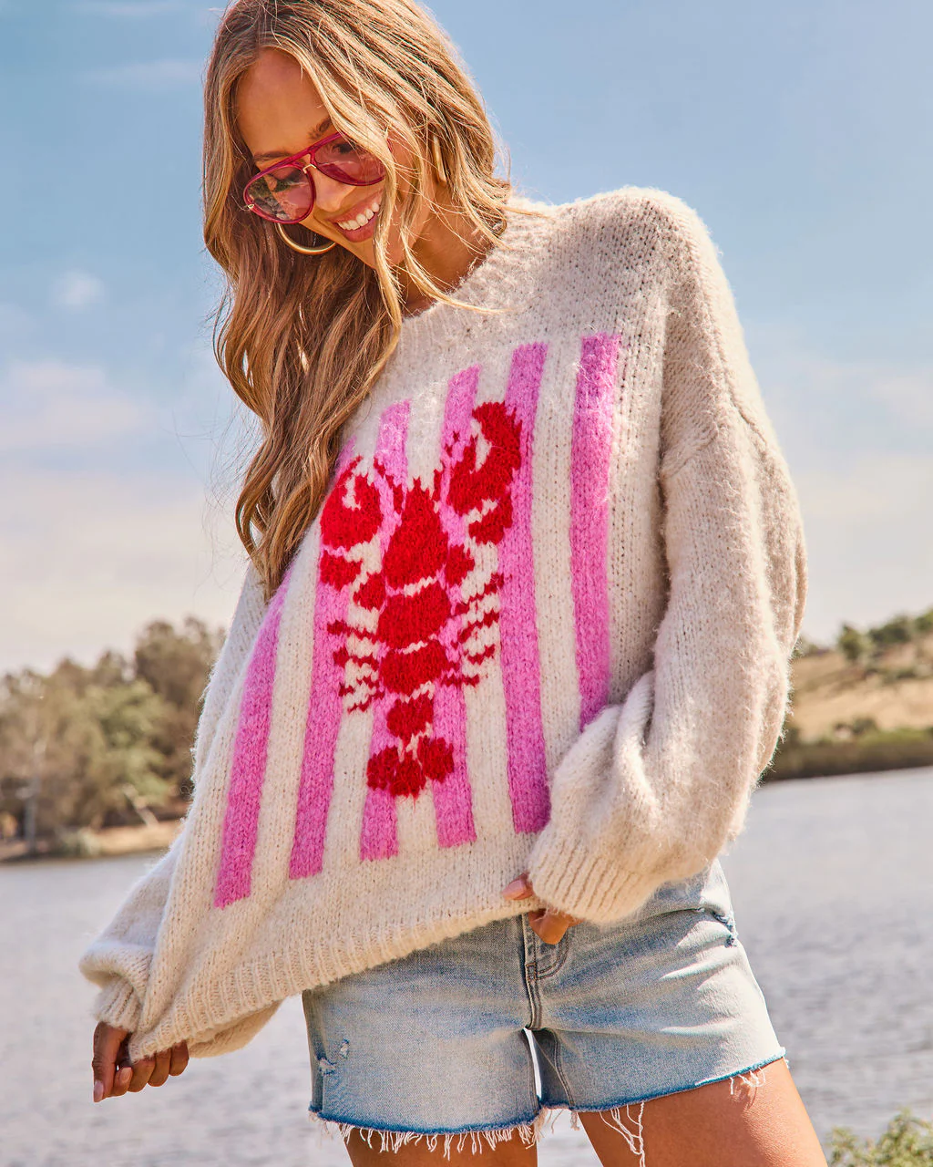 Darling Tide Striped Lobster Print Sweater - Image 5