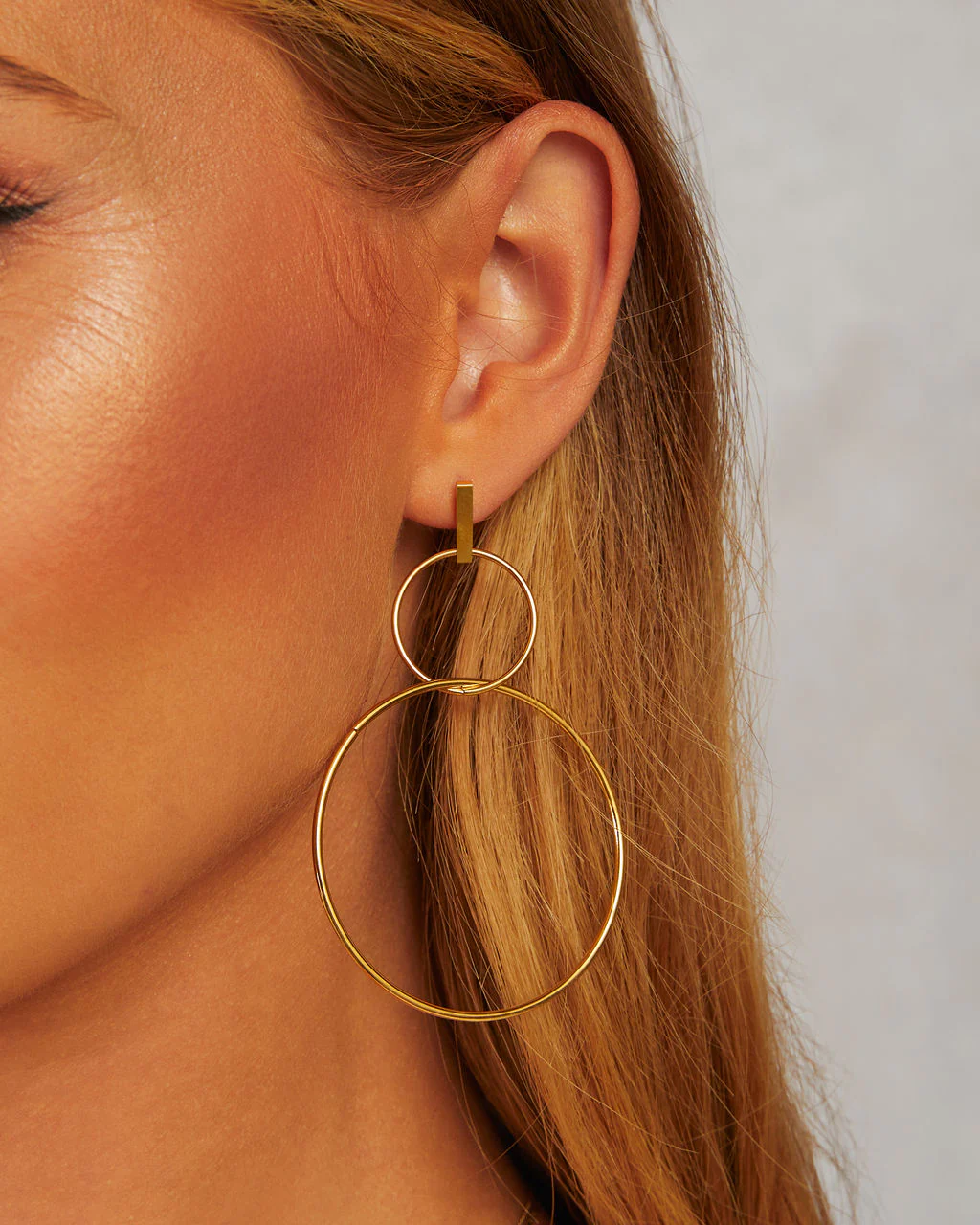 David Double Hoop Drop Earrings - Image 3