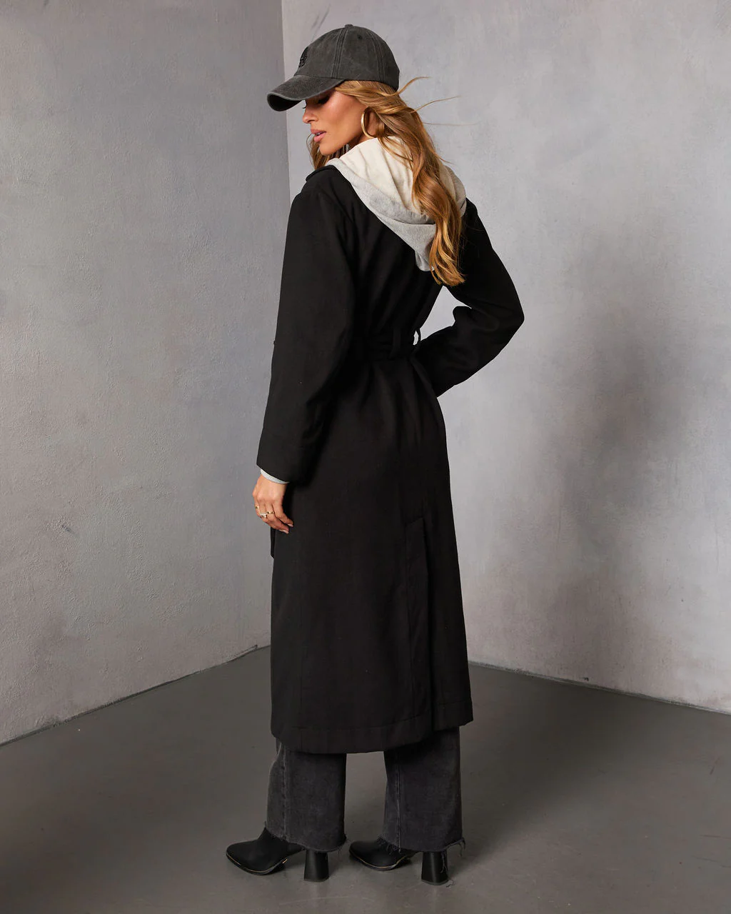 Davison Twofer Hooded Waist Tie Trench Coat - Image 4