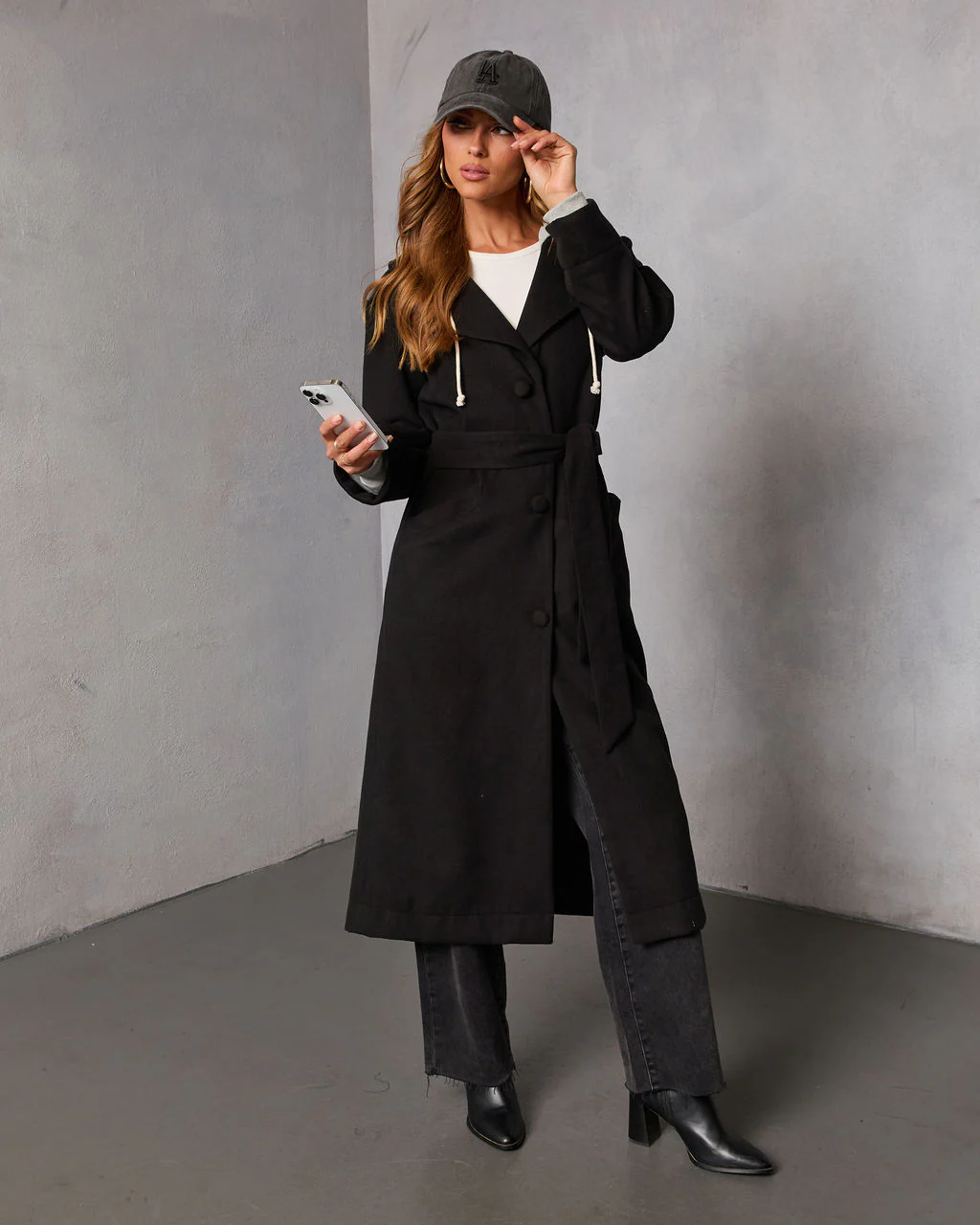 Davison Twofer Hooded Waist Tie Trench Coat - Image 5