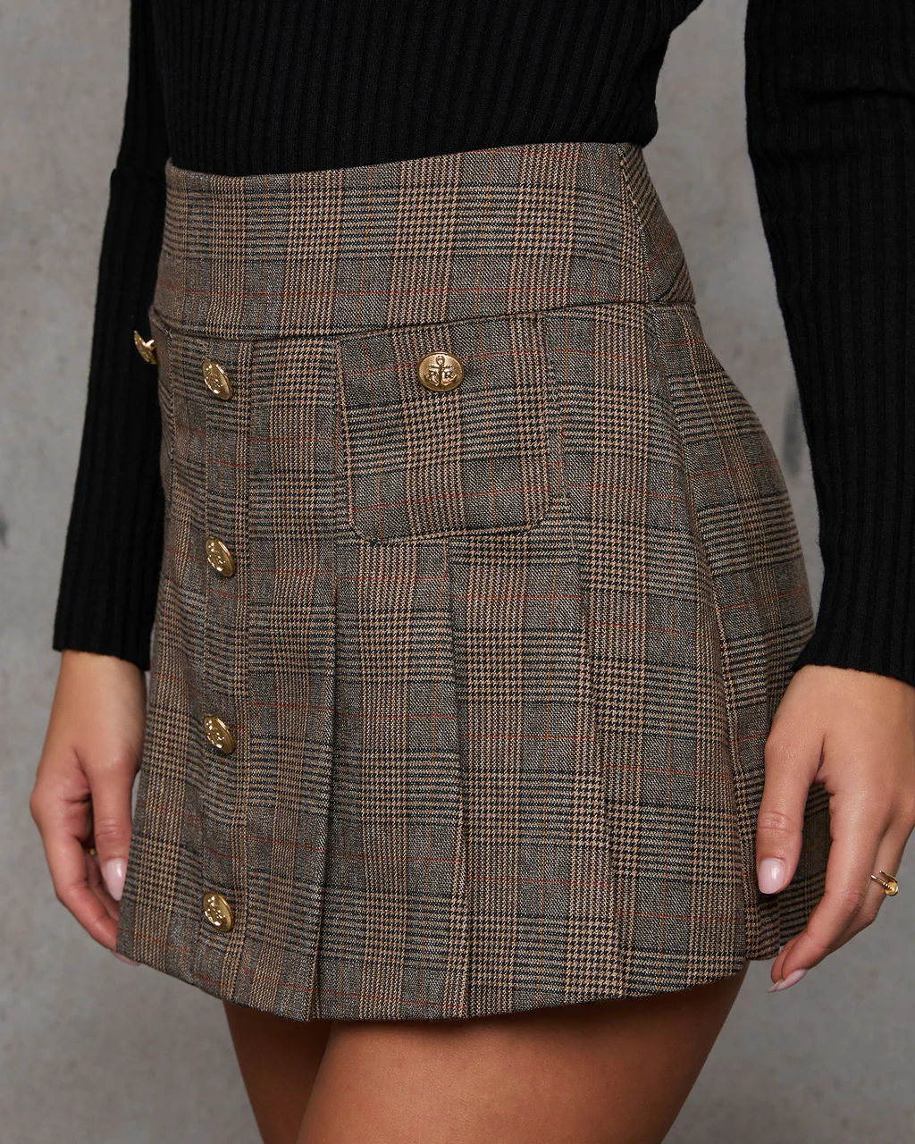 Day Glow Pleated Plaid Mini Skort - Image 3