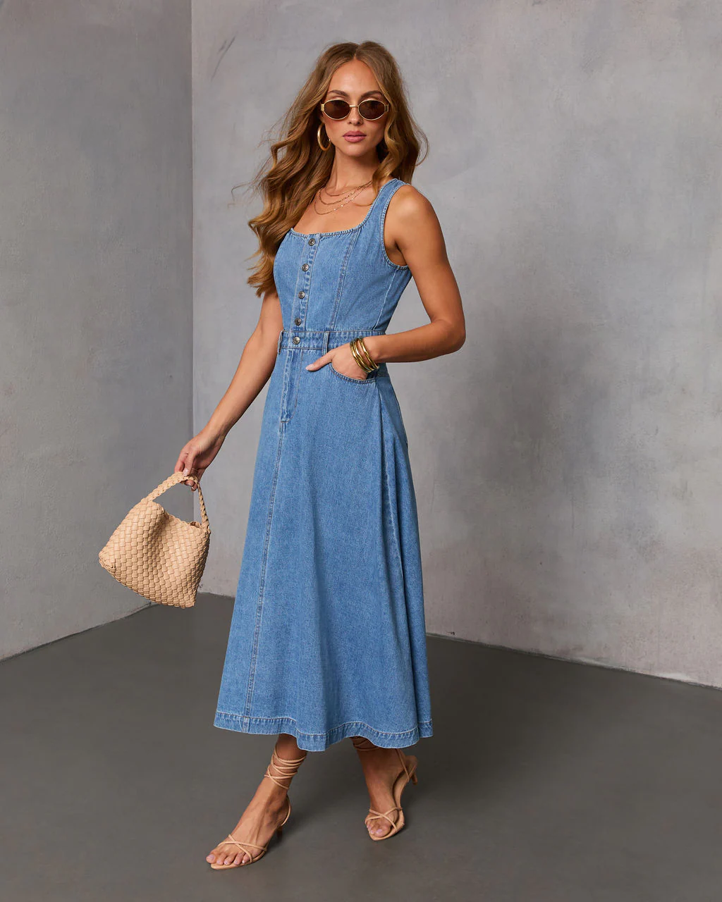 Day Ready Denim Midi Dress - Image 3