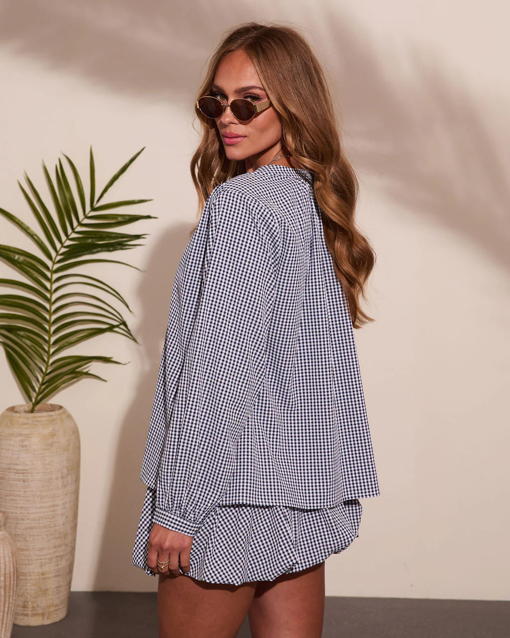 Day Trips Gingham Print Button Down Top - Image 4