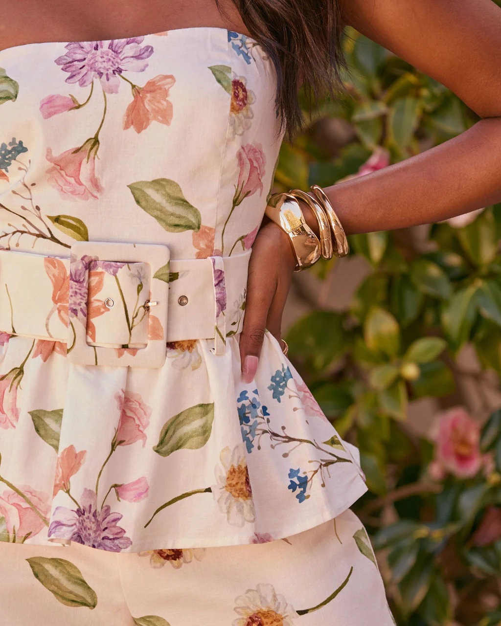 Daisy Weekend Belted Floral Peplum Top - Image 6