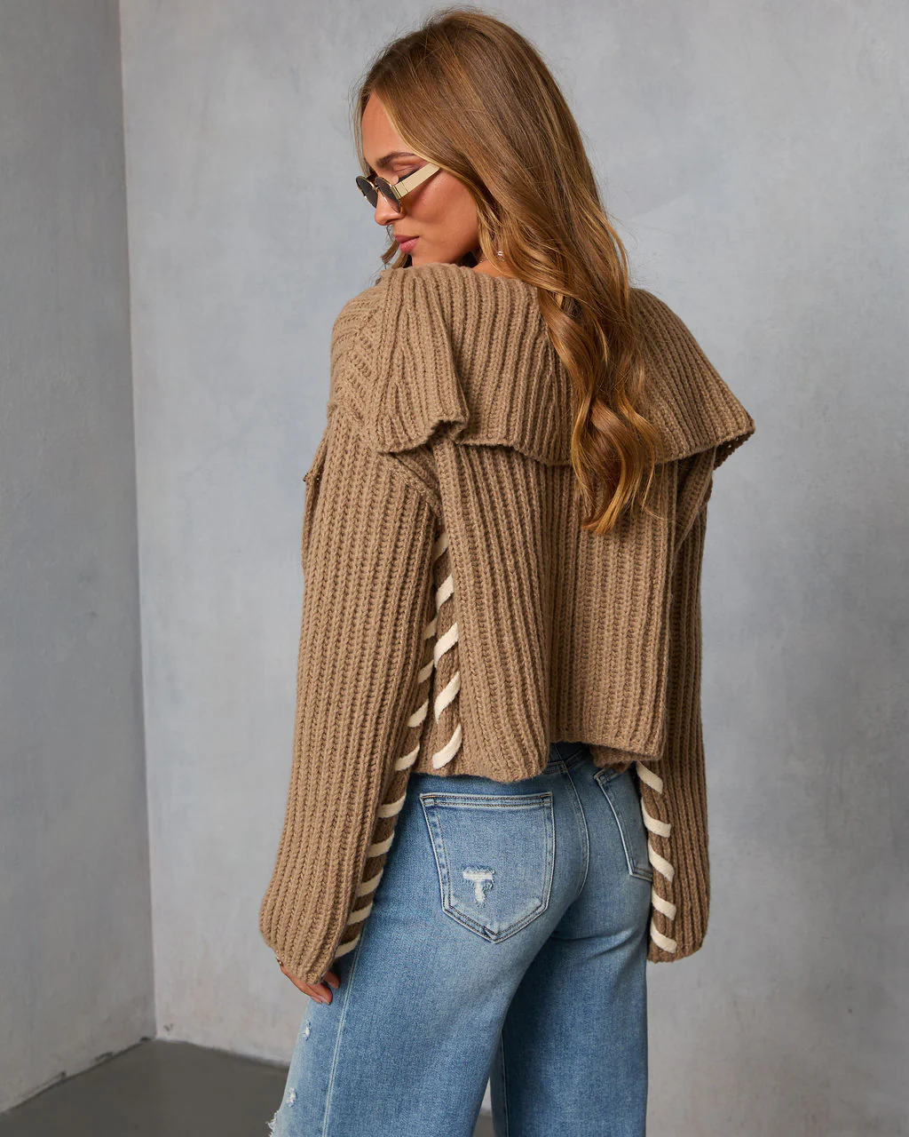 Daylight Dim Contrast Lace Open Front Sweater - Image 4