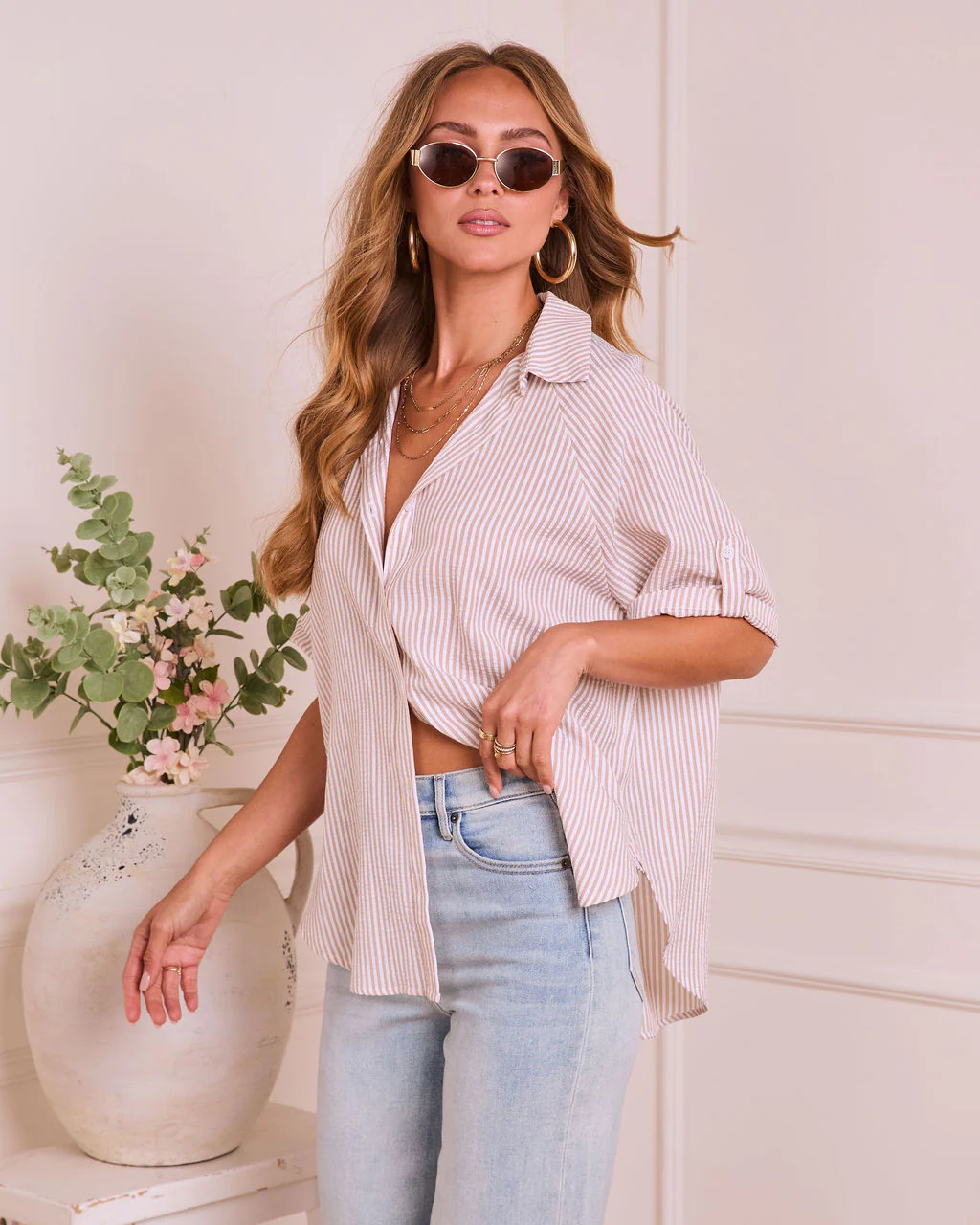 Daylight Essence Striped Button Down Top - Image 3