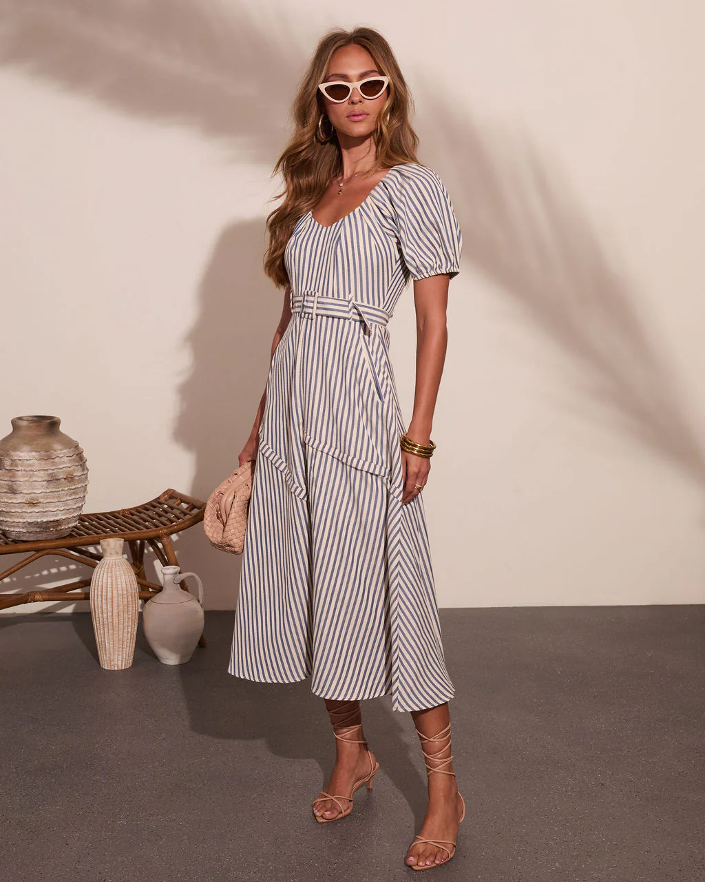 Daylight Muse Striped Belted Midi Dress - Image 3