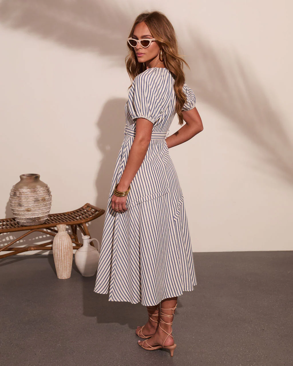 Daylight Muse Striped Belted Midi Dress - Image 4