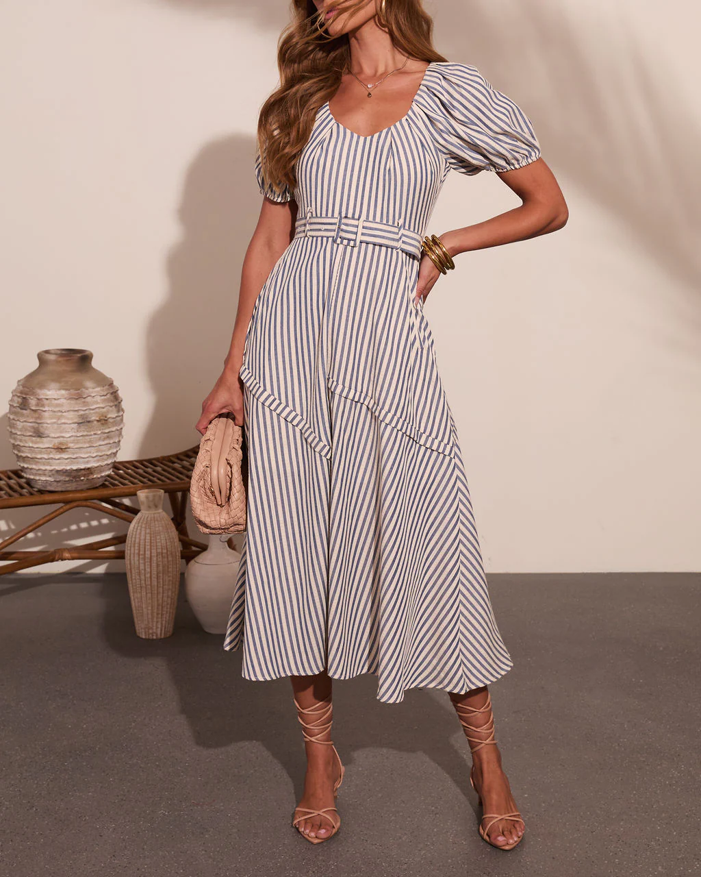 Daylight Muse Striped Belted Midi Dress - Image 6