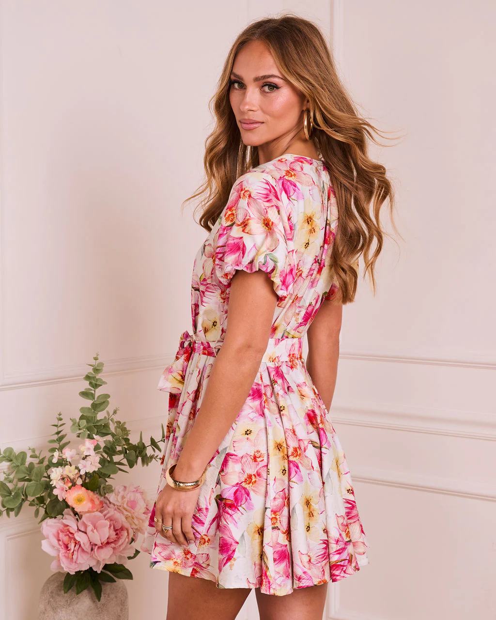 Daytime Allure Floral Waist Tie Mini Dress - Image 4