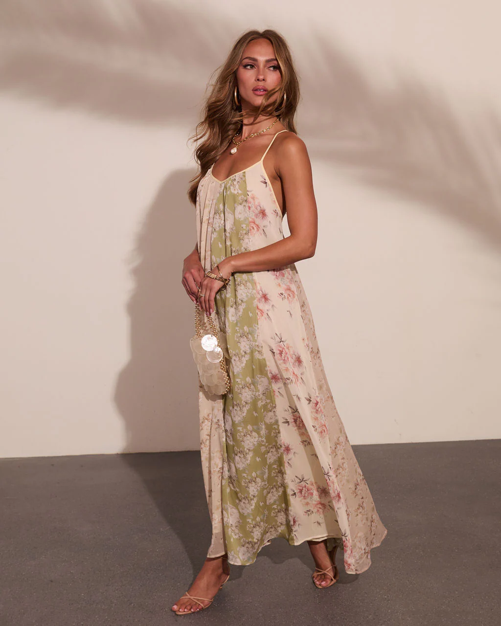 Daytime Glow Floral Color Block Maxi Dress - Image 3