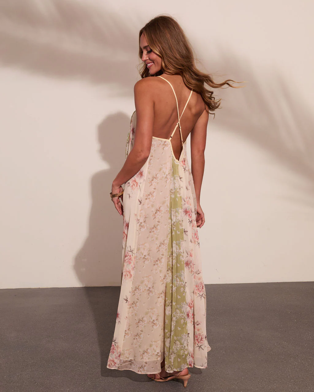 Daytime Glow Floral Color Block Maxi Dress - Image 4