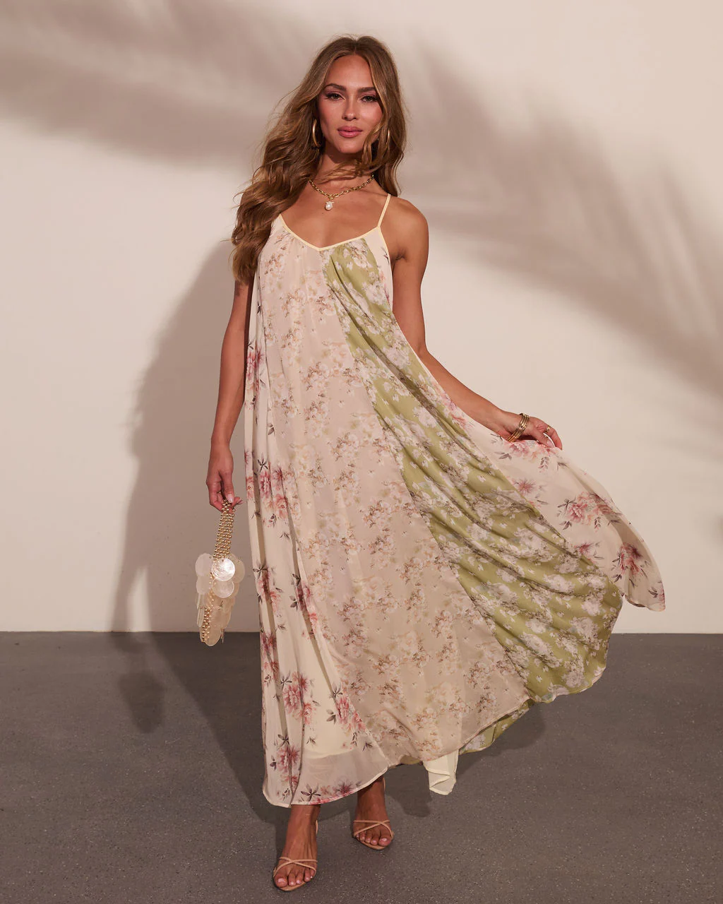Daytime Glow Floral Color Block Maxi Dress - Image 5