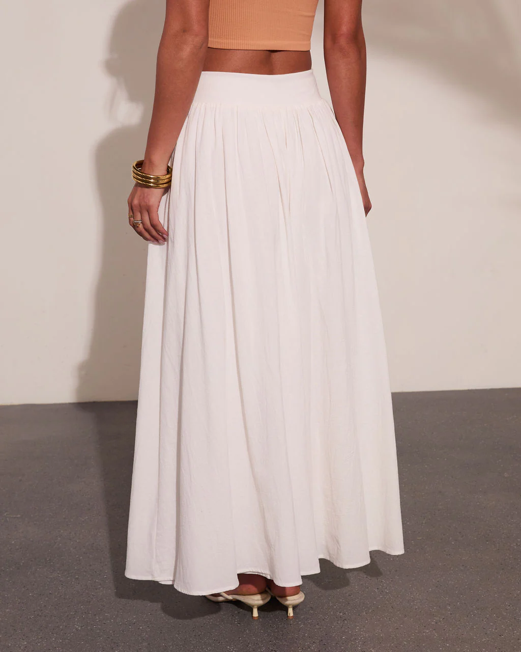 Daytime Studio Pleated Linen Cotton Midi Skirt - Image 4