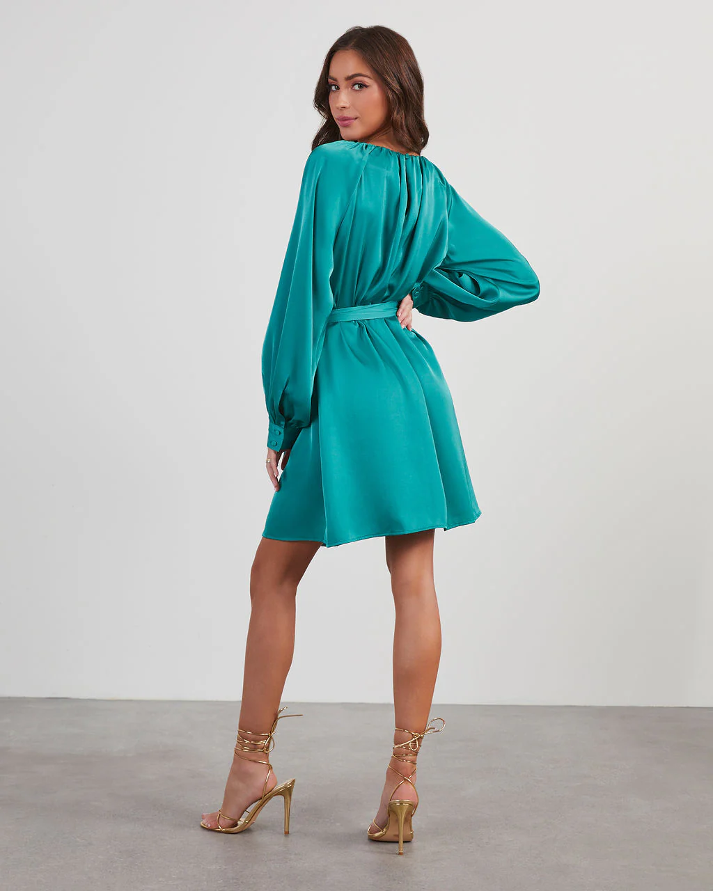 Decklan Satin Tie Waist Mini Dress - Image 4