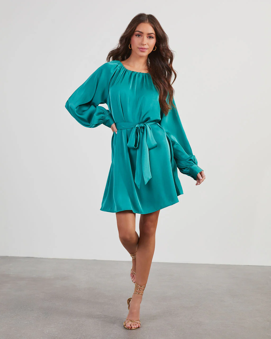 Decklan Satin Tie Waist Mini Dress - Image 5