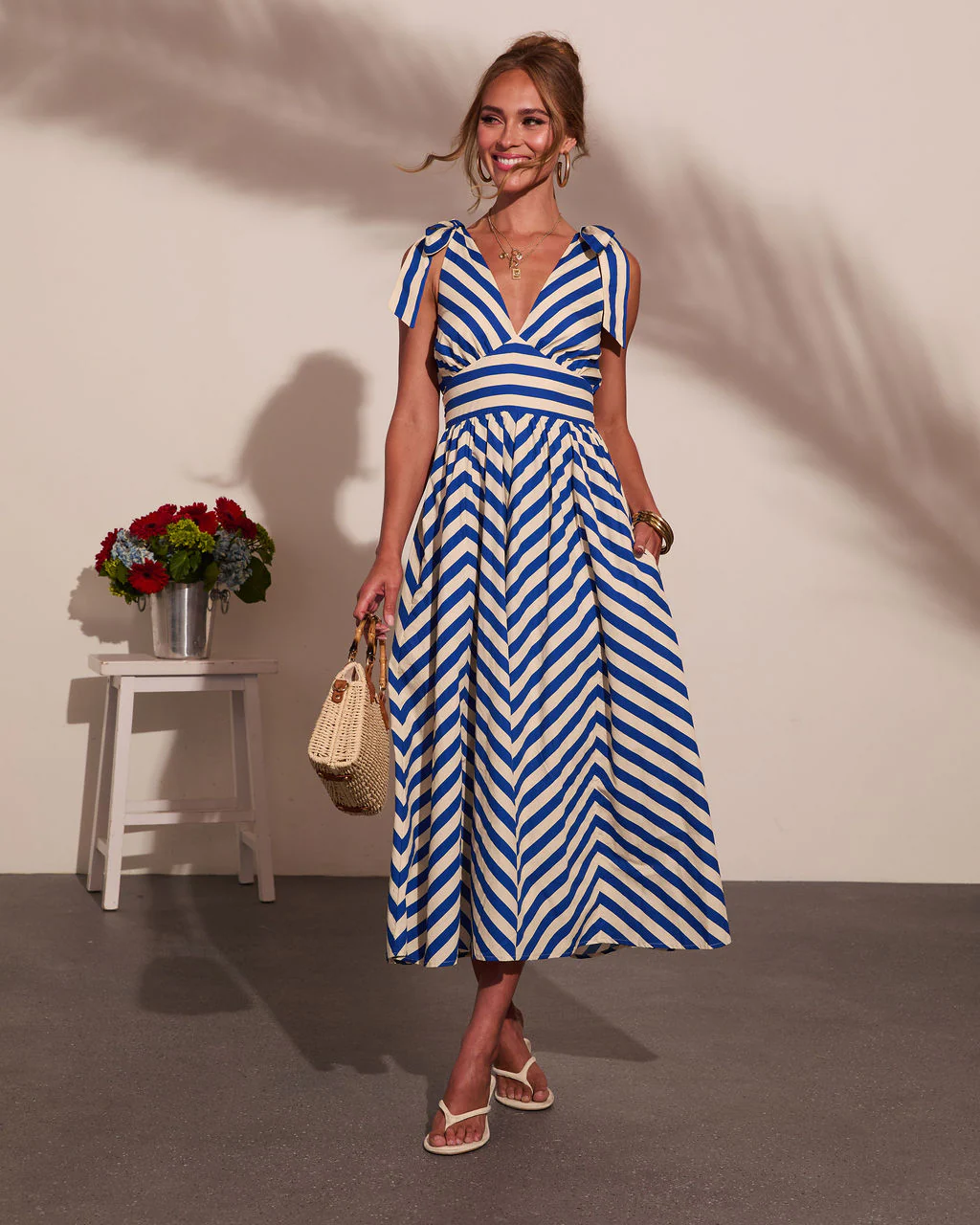Deckside Muse Cotton Striped Maxi Dress - Image 6