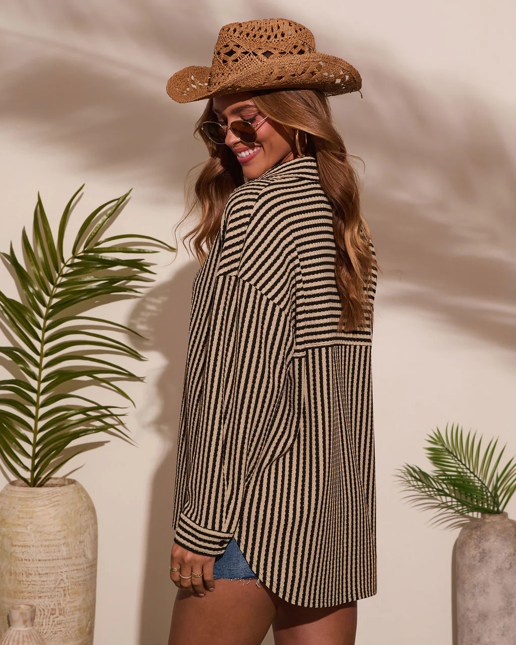 Deep End Contrast Stripe Button Down Top - Image 10