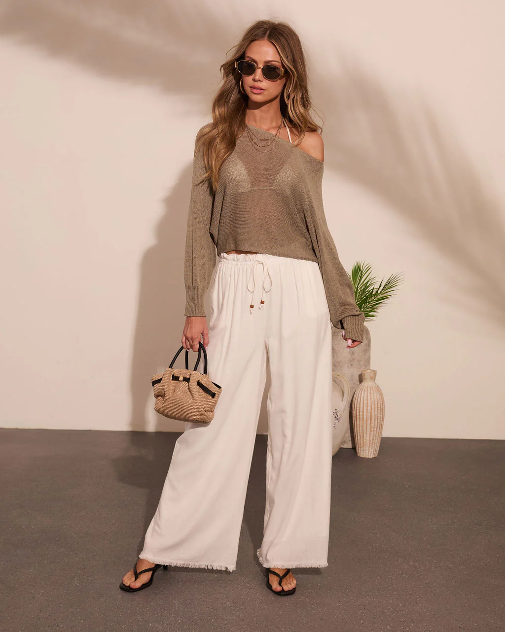 Dekota Open Knit Boat Neckline Top - Image 2