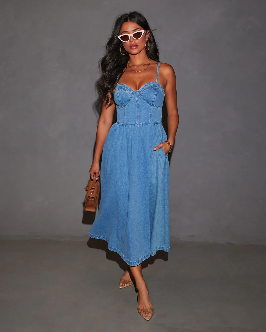 Vienna Voyage Denim Midi Dress - Image 5