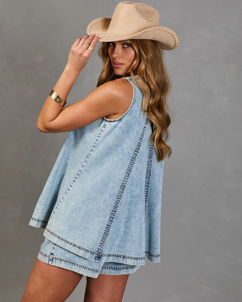 Desert Muse Pleated Denim Top - Image 4