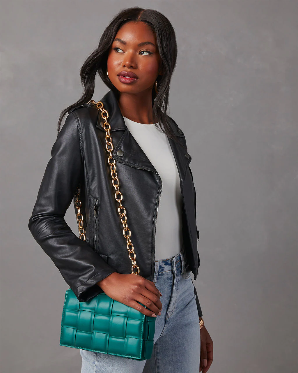 Desire Padded Woven Chain Handbag - Image 4
