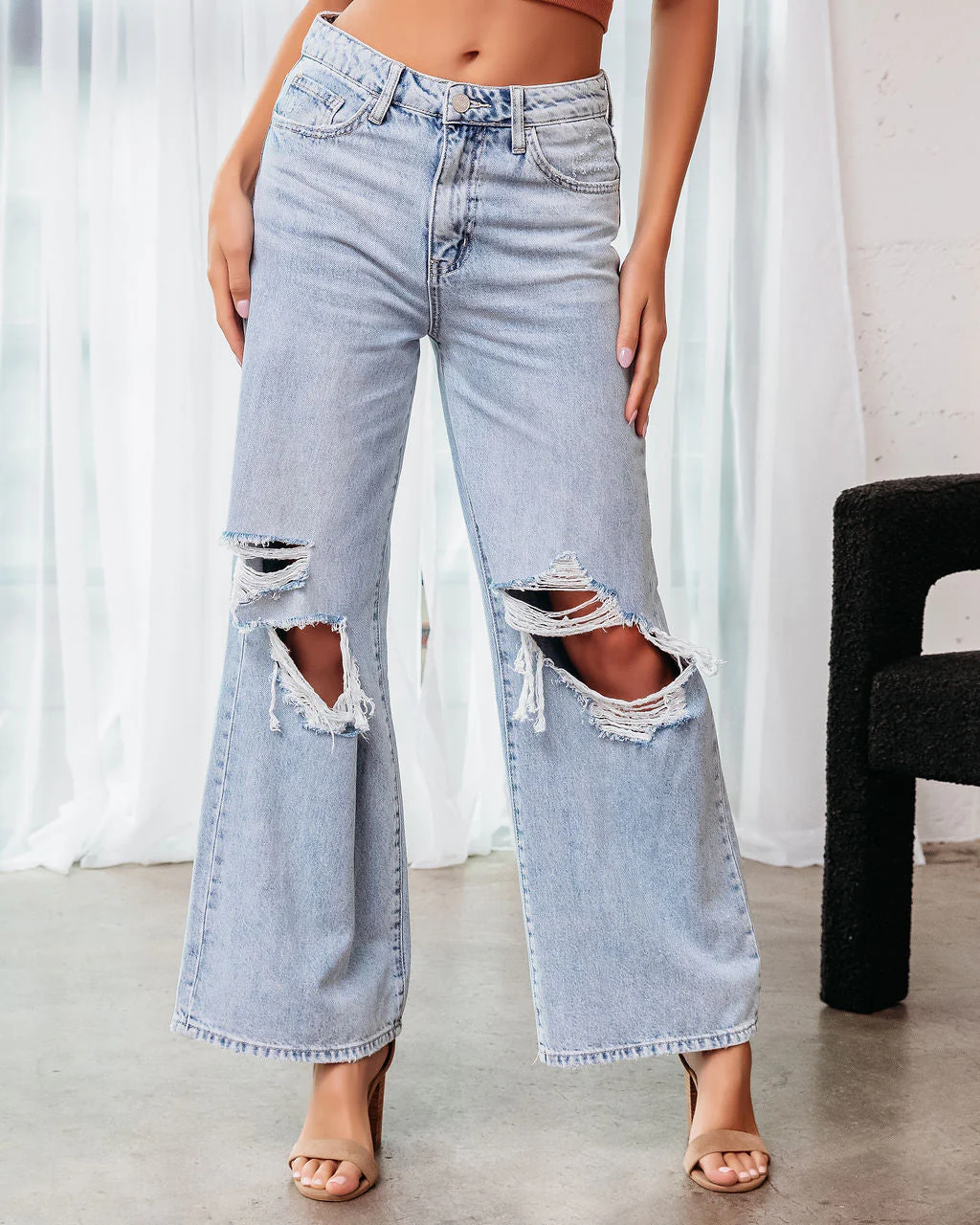 Destiny High Rise Distressed 90'S Wide Leg Jeans - Image 2