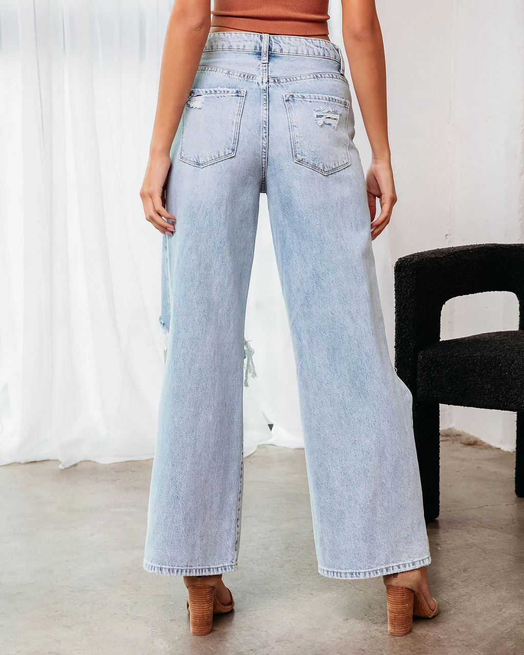 Destiny High Rise Distressed 90'S Wide Leg Jeans - Image 4