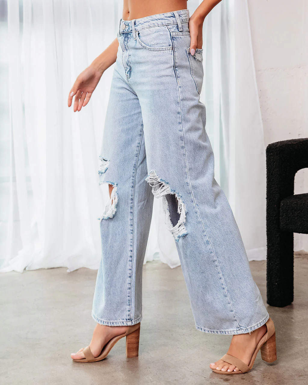 Destiny High Rise Distressed 90'S Wide Leg Jeans - Image 5